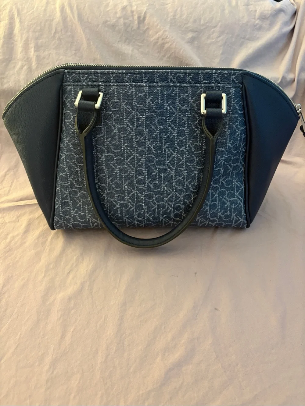 Calvin Klein Denim Logo Satchel in Navy